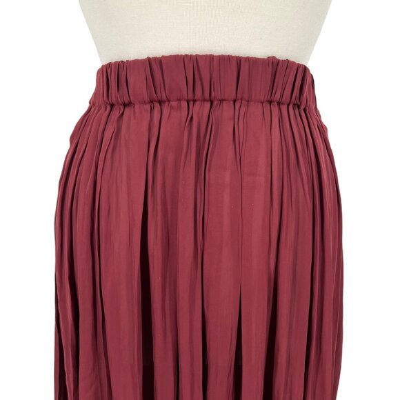 H&M Pleated Lightly Sheer Maxi Skirt Burgundy Wine Red Size 4 - Picture 2 of 7